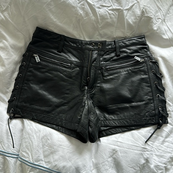 Vintage Harley Davidson Leather Shorts - Picture 1 of 4